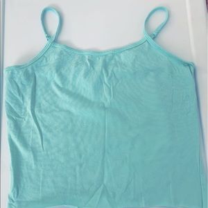 cropped teal tank top
